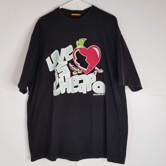 Akademiks Other - SOLD Vintage Akademiks Love Is Cheap Logo Men's Tee T-shirt Black 2XL